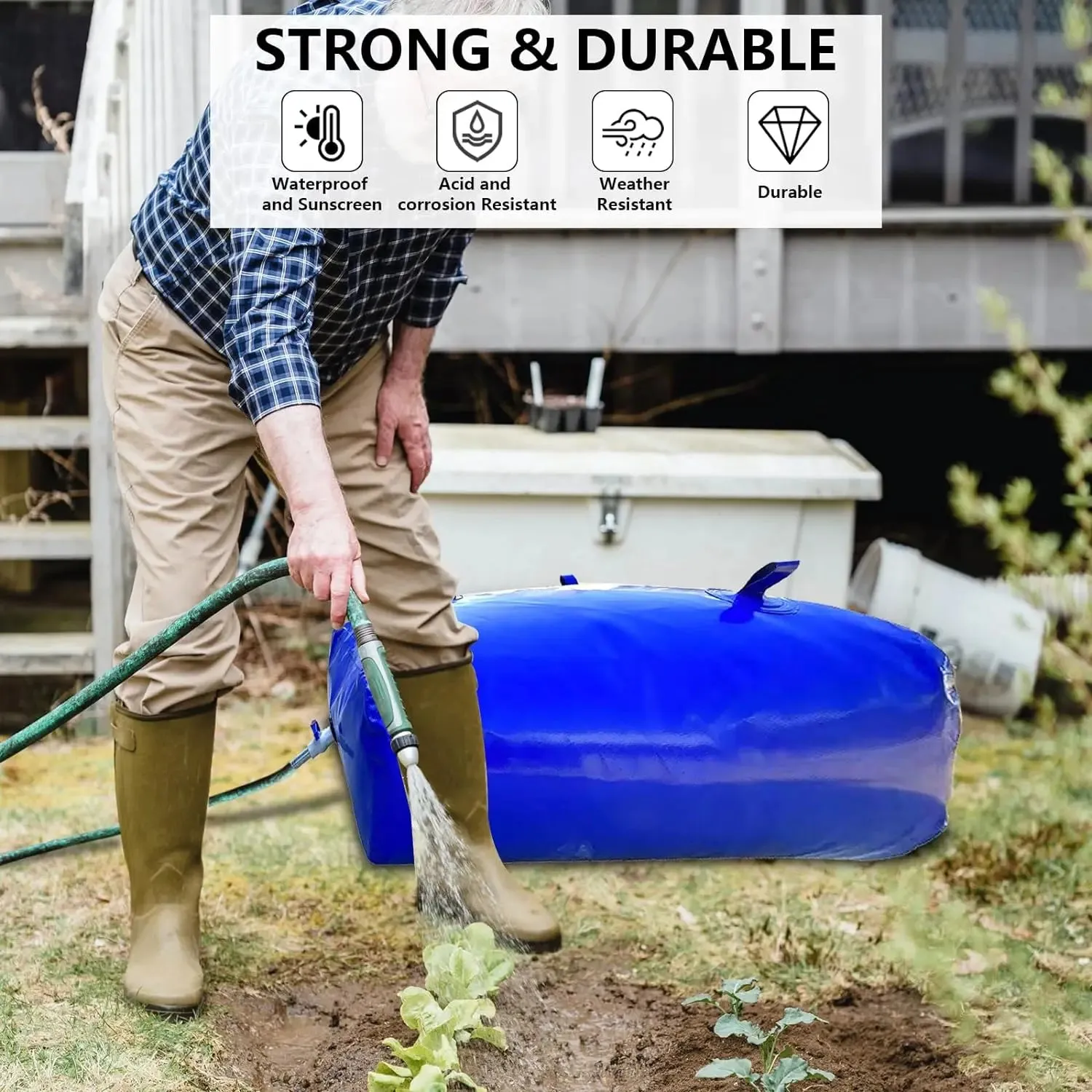 Foldable 1000L Emergency Water Storage Bag with Valve - Large Capacity and Portable