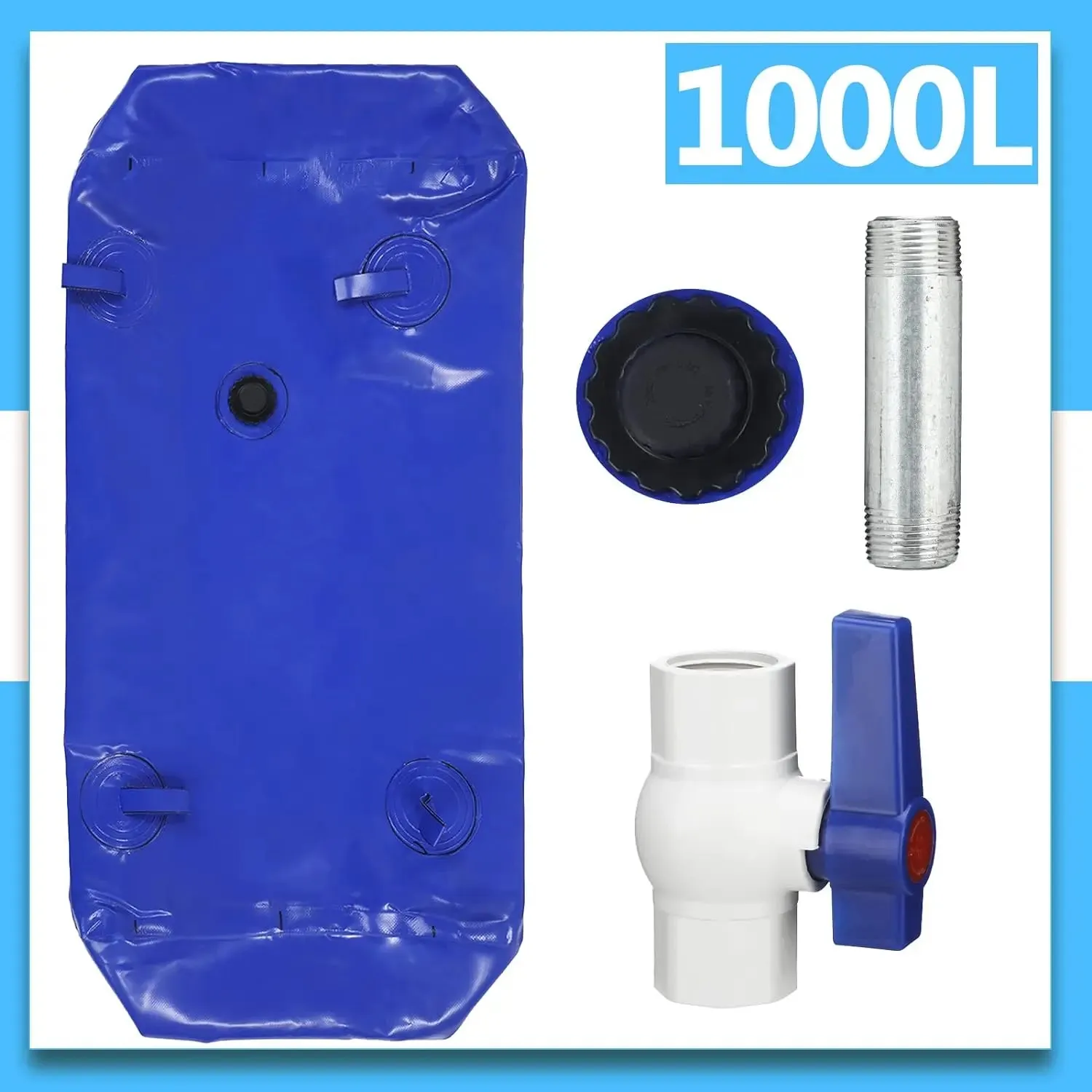 Foldable 1000L Emergency Water Storage Bag with Valve - Large Capacity and Portable