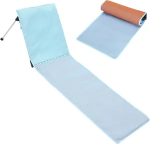 Foldable Beach Chair Portable Heavy Duty Sunbathing Beach Lounge Chair Holidays Stable Outdoor Reclining with Carry Bag for Garden, Park, Camping (Blue-Sky Color) Reclining