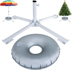 Foldable Beach Umbrella Stand, Portable and Adjustable Sunshade Holder with Water Weight Bag, Heavy Duty Sunshade Base Holder for Outdoor, Courtyard and Beach Use