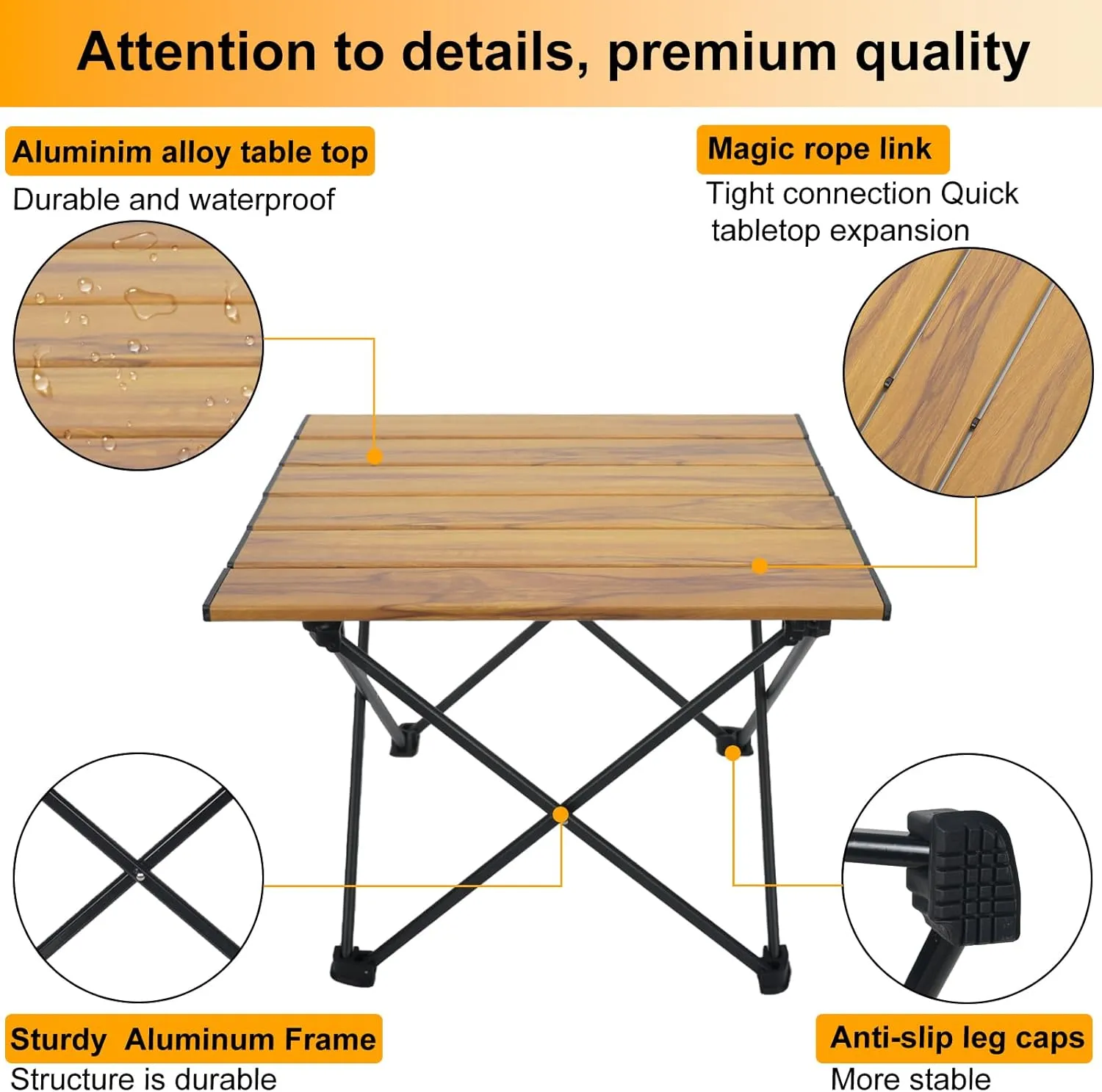 Foldable Camping Side Table, Ultralight Small Beach Aluminum, Portable Outdoor Table with Carry Bag and Storage for Picnic, Grill, Hiking, Fishing, Sand, Camping, Nature