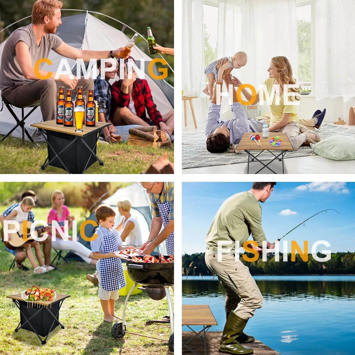 Foldable Camping Side Table, Ultralight Small Beach Aluminum, Portable Outdoor Table with Carry Bag and Storage for Picnic, Grill, Hiking, Fishing, Sand, Camping, Nature