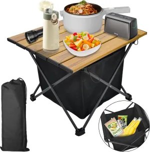 Foldable Camping Side Table, Ultralight Small Beach Aluminum, Portable Outdoor Table with Carry Bag and Storage for Picnic, Grill, Hiking, Fishing, Sand, Camping, Nature