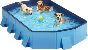 Foldable Dog Pool for Unique Octagonal Structure, 82'' Durable Dog Pool with Reinforced Support Boards for Outside Backyard