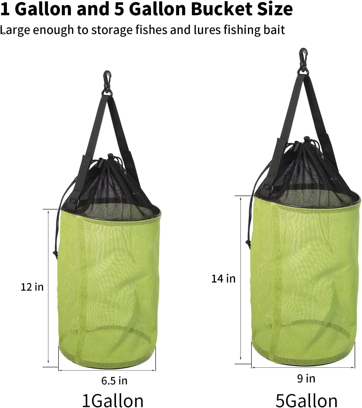 Foldable Fishing Bait Bag Textilene Mesh Net Fishing Bucket Storage Cage
