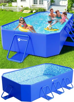 Foldable Pool, Large Non-Inflatable Swimming Pool For Kids,Adult Collapsible Pools Hard Plastic Shell, Oversized Thickened,Portable Folding Kids Pools for Backyard-Mosaic Design-106"x66"x20"