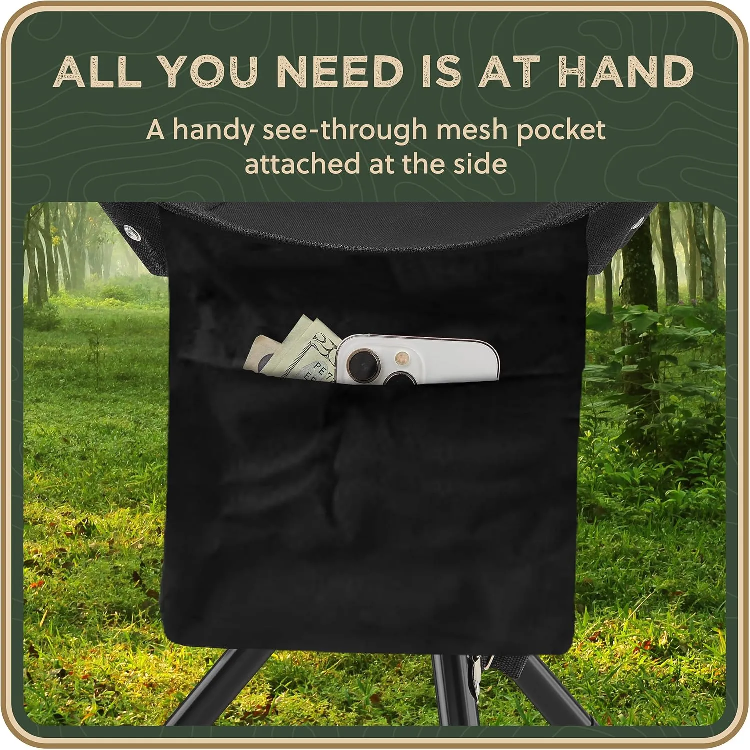 Foldable Tripod 13.4'' Stool - Ultra Portable Seat, Best for Youth Pocket - 1 lb Camping Stool, 3 Legged Strong Steel Stool, Height: 13.4 inches (Black)