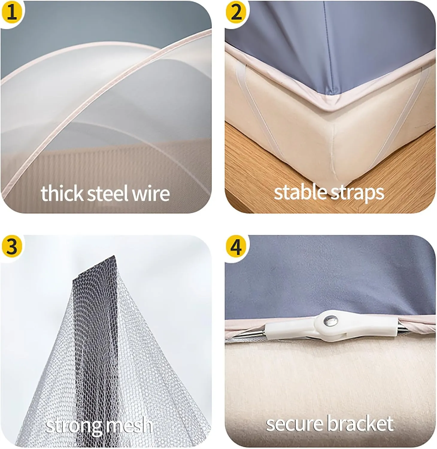 Folding Mosquito Net for Bed Cover Tent Portable Bed Netting Canopy Tent Pop Up Mosquito Net Mosquito Screen for Bed Frame,B,Twin 2
