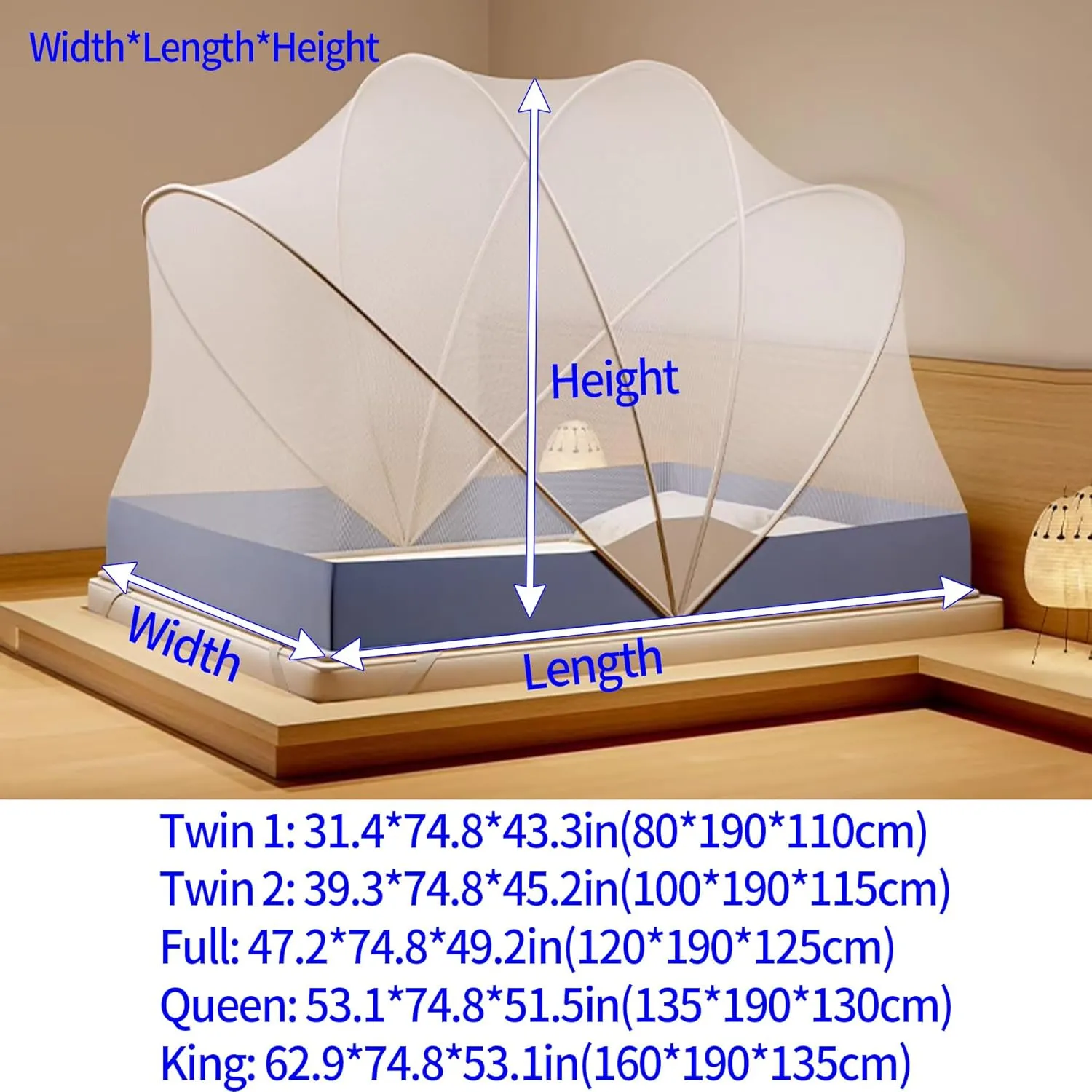 Folding Mosquito Net for Bed Cover Tent Portable Bed Netting Canopy Tent Pop Up Mosquito Net Mosquito Screen for Bed Frame,B,Twin 2