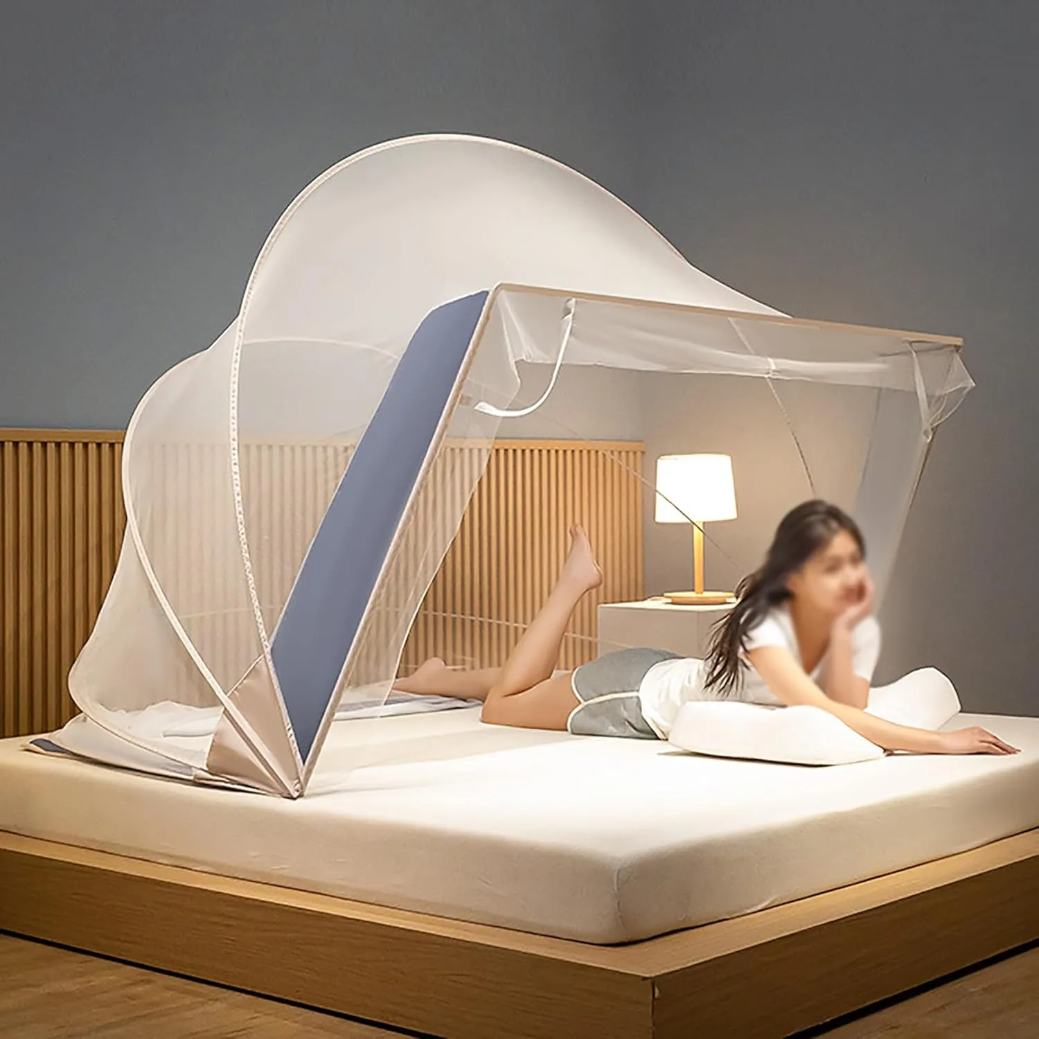 Folding Mosquito Net for Bed Cover Tent Portable Bed Netting Canopy Tent Pop Up Mosquito Net Mosquito Screen for Bed Frame,B,Twin 2