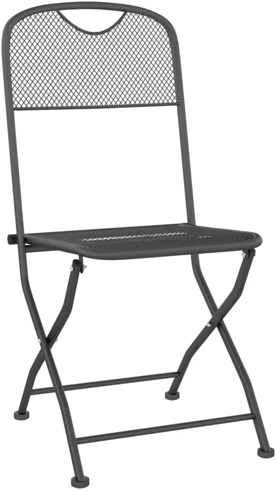 Folding Patio Chairs 4 pcs, Outdoor Chairs with Iron Frame, Foldable, Anthracite, Expandable Metal Mesh, Easy to Carry, Space-Saving Design for Garden, Patio, Camping, Beach