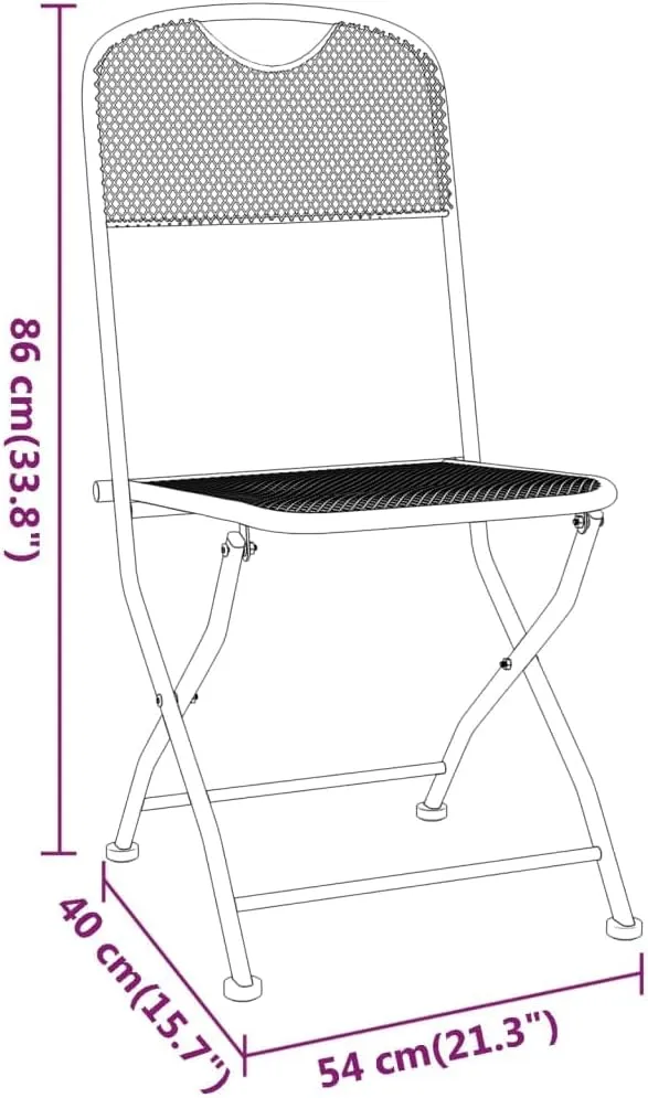 Folding Patio Chairs 4 pcs, Outdoor Chairs with Iron Frame, Foldable, Anthracite, Expandable Metal Mesh, Easy to Carry, Space-Saving Design for Garden, Patio, Camping, Beach