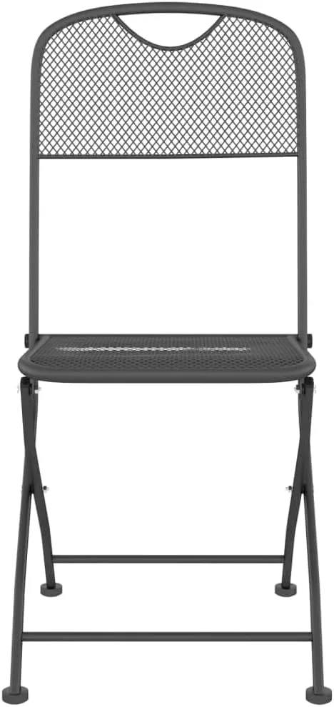 Folding Patio Chairs 4 pcs, Outdoor Chairs with Iron Frame, Foldable, Anthracite, Expandable Metal Mesh, Easy to Carry, Space-Saving Design for Garden, Patio, Camping, Beach