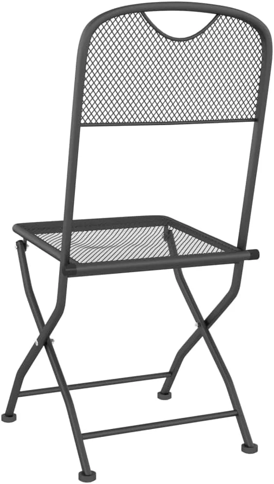 Folding Patio Chairs 4 pcs, Outdoor Chairs with Iron Frame, Foldable, Anthracite, Expandable Metal Mesh, Easy to Carry, Space-Saving Design for Garden, Patio, Camping, Beach