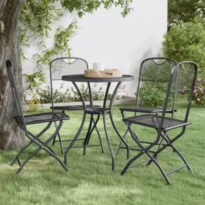 Folding Patio Chairs 4 pcs, Outdoor Chairs with Iron Frame, Foldable, Anthracite, Expandable Metal Mesh, Easy to Carry, Space-Saving Design for Garden, Patio, Camping, Beach