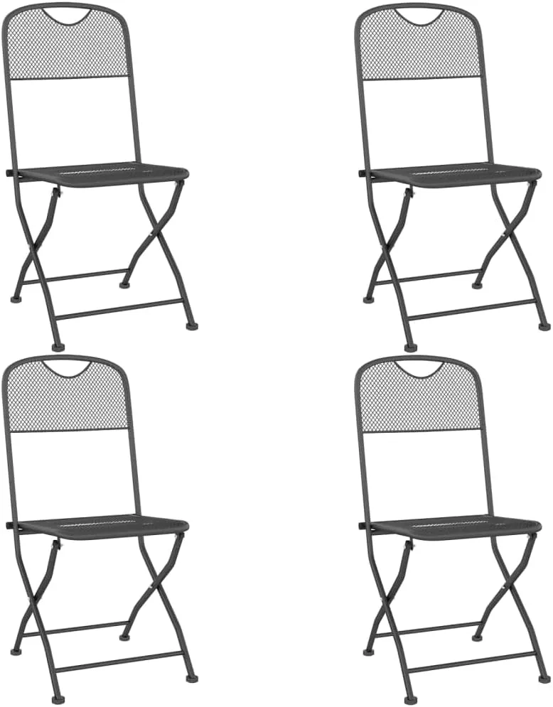 Folding Patio Chairs 4 pcs, Outdoor Chairs with Iron Frame, Foldable, Anthracite, Expandable Metal Mesh, Easy to Carry, Space-Saving Design for Garden, Patio, Camping, Beach