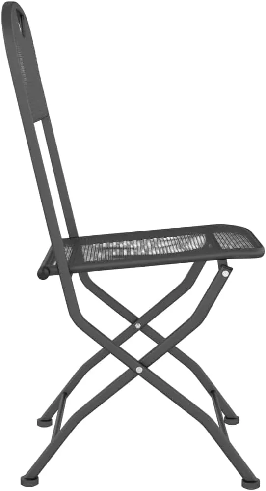Folding Patio Chairs 4 pcs, Outdoor Chairs with Iron Frame, Foldable, Anthracite, Expandable Metal Mesh, Easy to Carry, Space-Saving Design for Garden, Patio, Camping, Beach