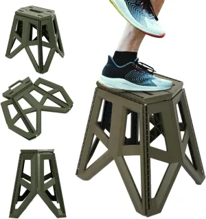 Folding Step Stool, Portable Camping Chair, Nonslip Platform, Lightweight Plastic Construction, Army Green (Large)