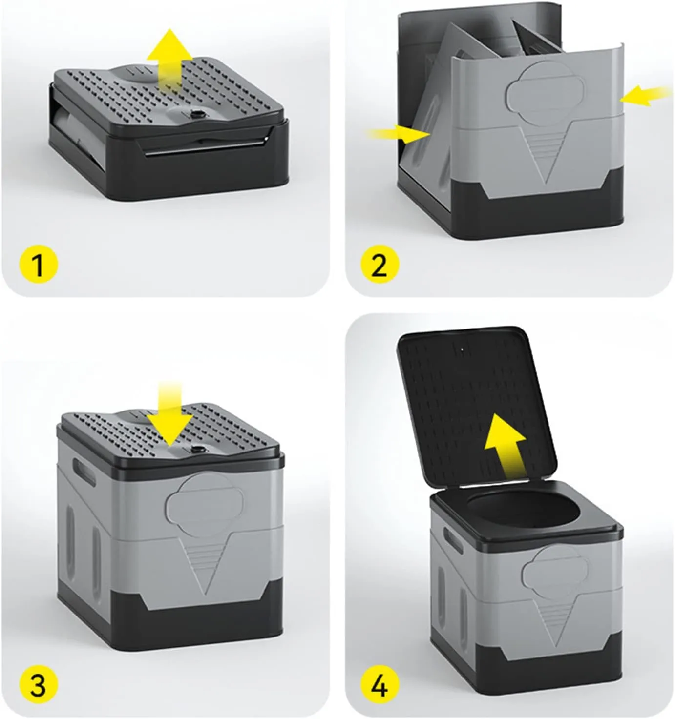 Folding Toilet With Lid Car Portable Potty For Camping Hiking Beach Traffic-Jam Self-driving Travel