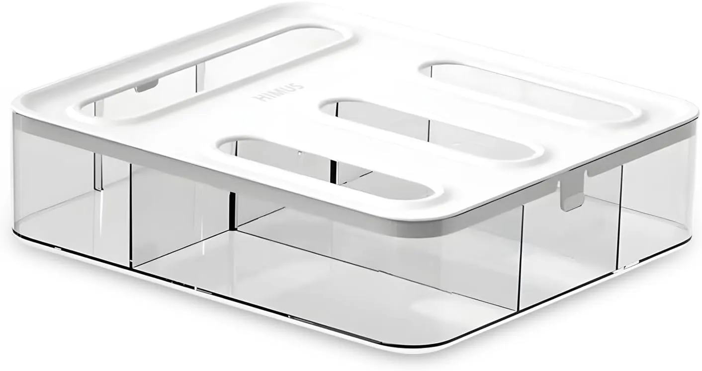 Food Storage Bag Organizer, 4 Slot Plastic Sandwich Bag Organizer for Kitchen Storage, Baggie Organizer for Drawer with Labels Included, Gallon, Quart, Sandwich, Snack, and Slider Bags