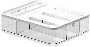 Food Storage Bag Organizer, 4 Slot Plastic Sandwich Bag Organizer for Kitchen Storage, Baggie Organizer for Drawer with Labels Included, Gallon, Quart, Sandwich, Snack, and Slider Bags