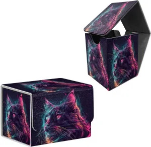 for MTG Card Storage Solution, Colorful Cat for MTG Card Box and Commander Decks, High Capacity Anime Card Sleeves for Mtg Deck Box Set of 2