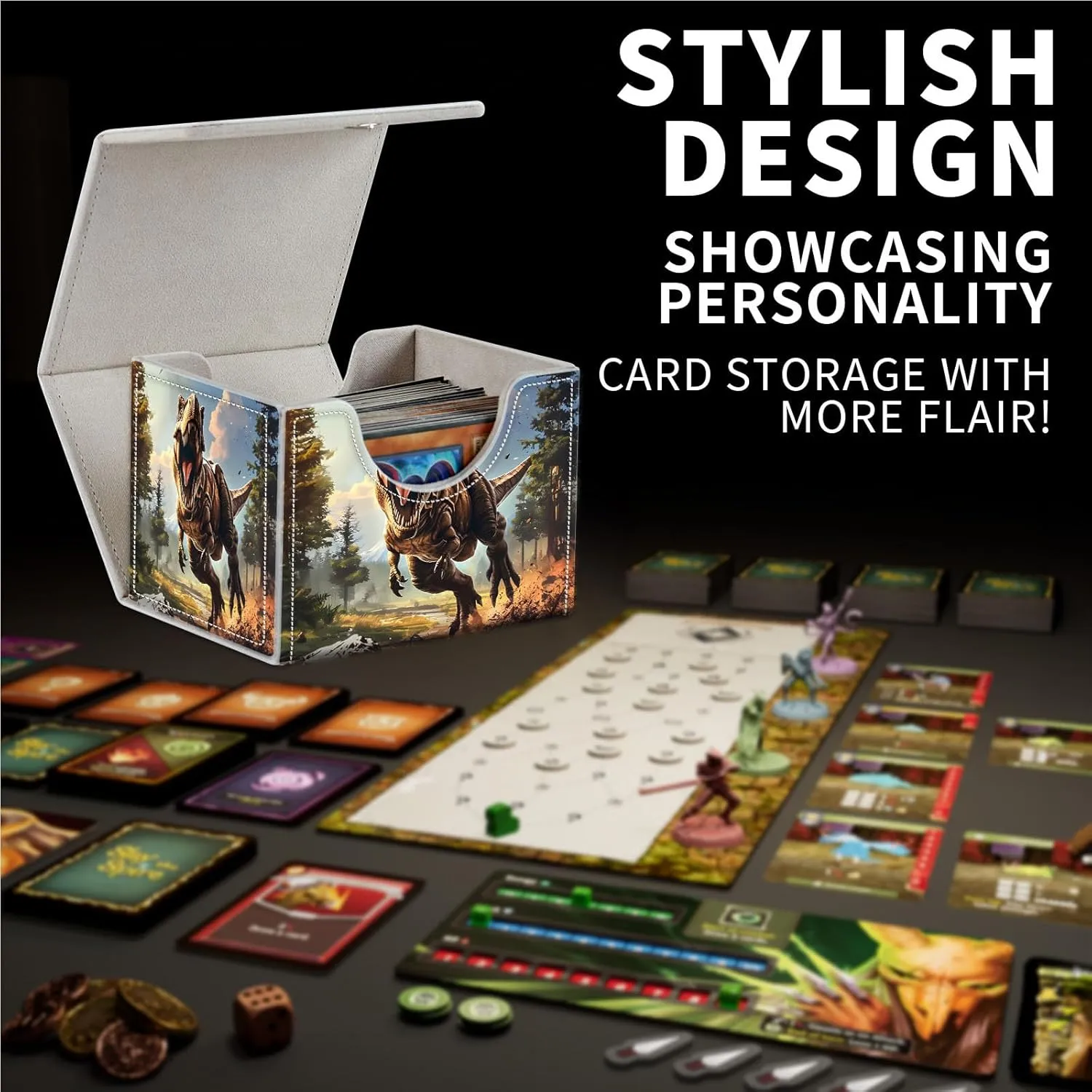 for MTG Card Storage Solution - for MTG Card Box and Commander Decks, High Capacity Anime Card Sleeves for Mtg Deck Box, Designed Specifically for Mtg Players(Ferocity Dinosaur)