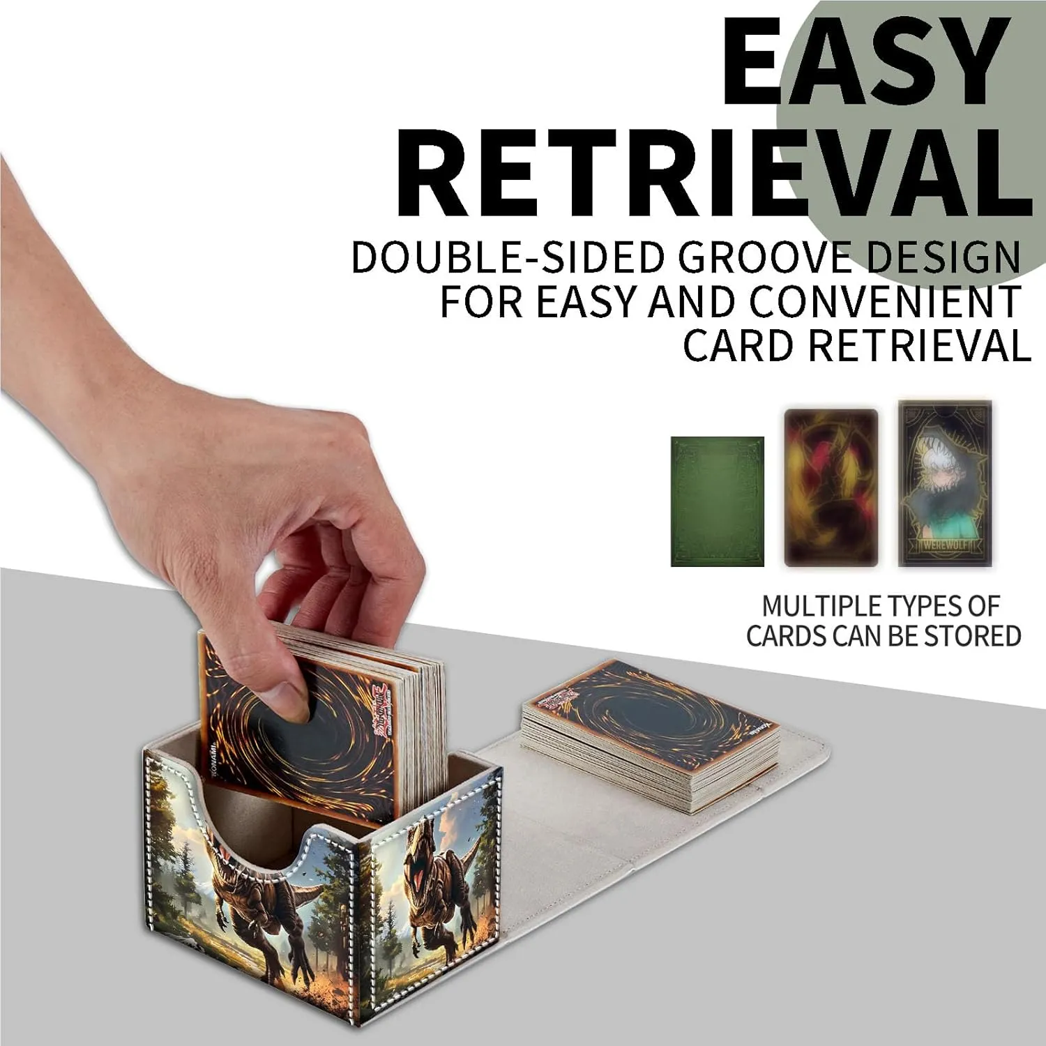 for MTG Card Storage Solution - for MTG Card Box and Commander Decks, High Capacity Anime Card Sleeves for Mtg Deck Box, Designed Specifically for Mtg Players(Ferocity Dinosaur)