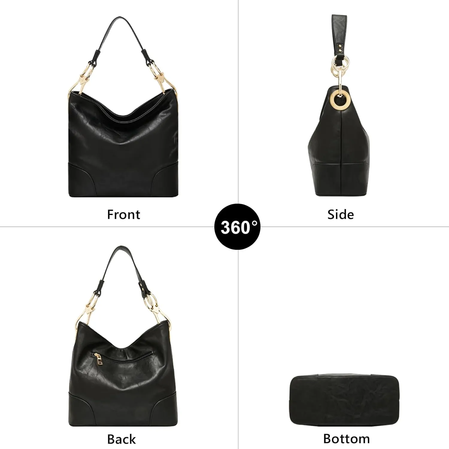 FOXLOVER Womens Faux Leather Hobo Bags Vintage Large Crossbody Shoulder Purse Ladies Tote Handbags