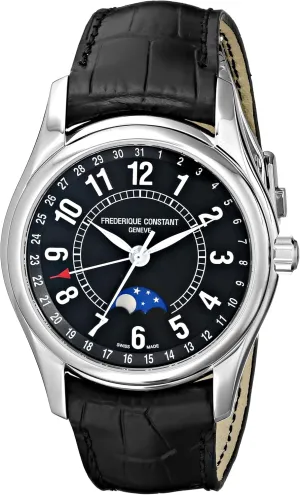 Frederique Constant Men's FC-330B6B6 Index Black Leather Strap Watch