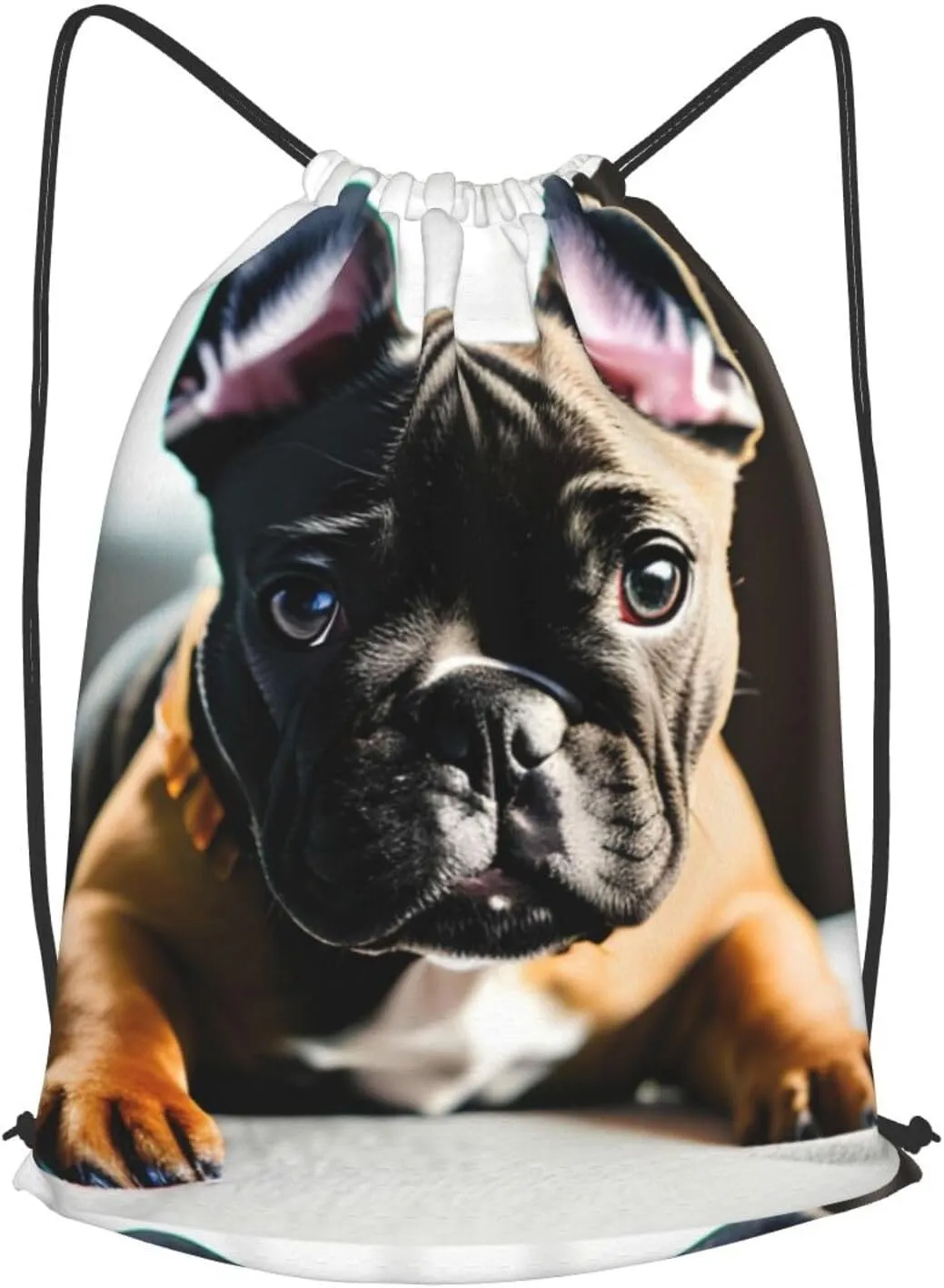 French Bulldog Drawstring Cinch Backpack Polyester Sack Pack String Bag For Hiking Camping Adventure