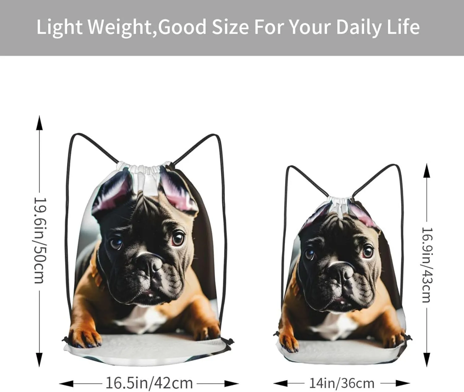 French Bulldog Drawstring Cinch Backpack Polyester Sack Pack String Bag For Hiking Camping Adventure