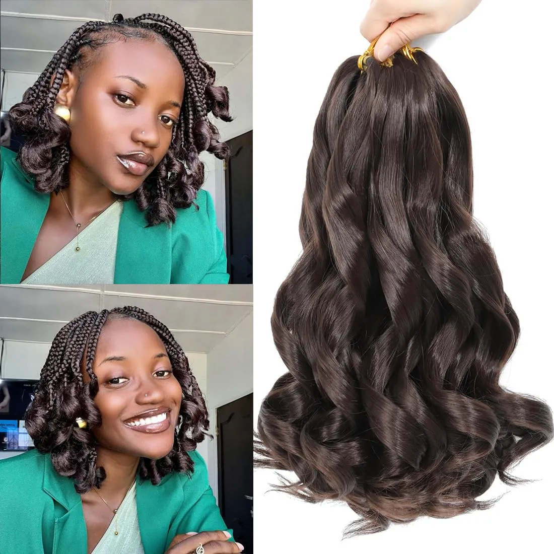 French Curl Braiding Hair 40g/Pack Pre Stretched Synthetic Spiral Curly Crochet Hair Natural Black Yaki Curly Hair 12 Inch Curly End Hair Extensions for Black Women (12 Inch,8 Packs,#4)