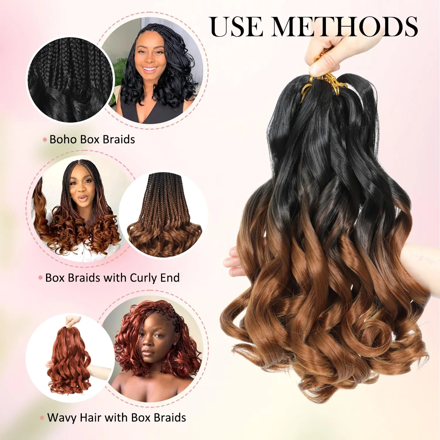 French Curl Crochet Hair For Women 12 Inch Crochet Braids With Curly Ends Hair Extensions Crochet Hair Pre Stretched French Curl Crochet Short Hair (12 Inch,8 Packs, OT1B/30/27)