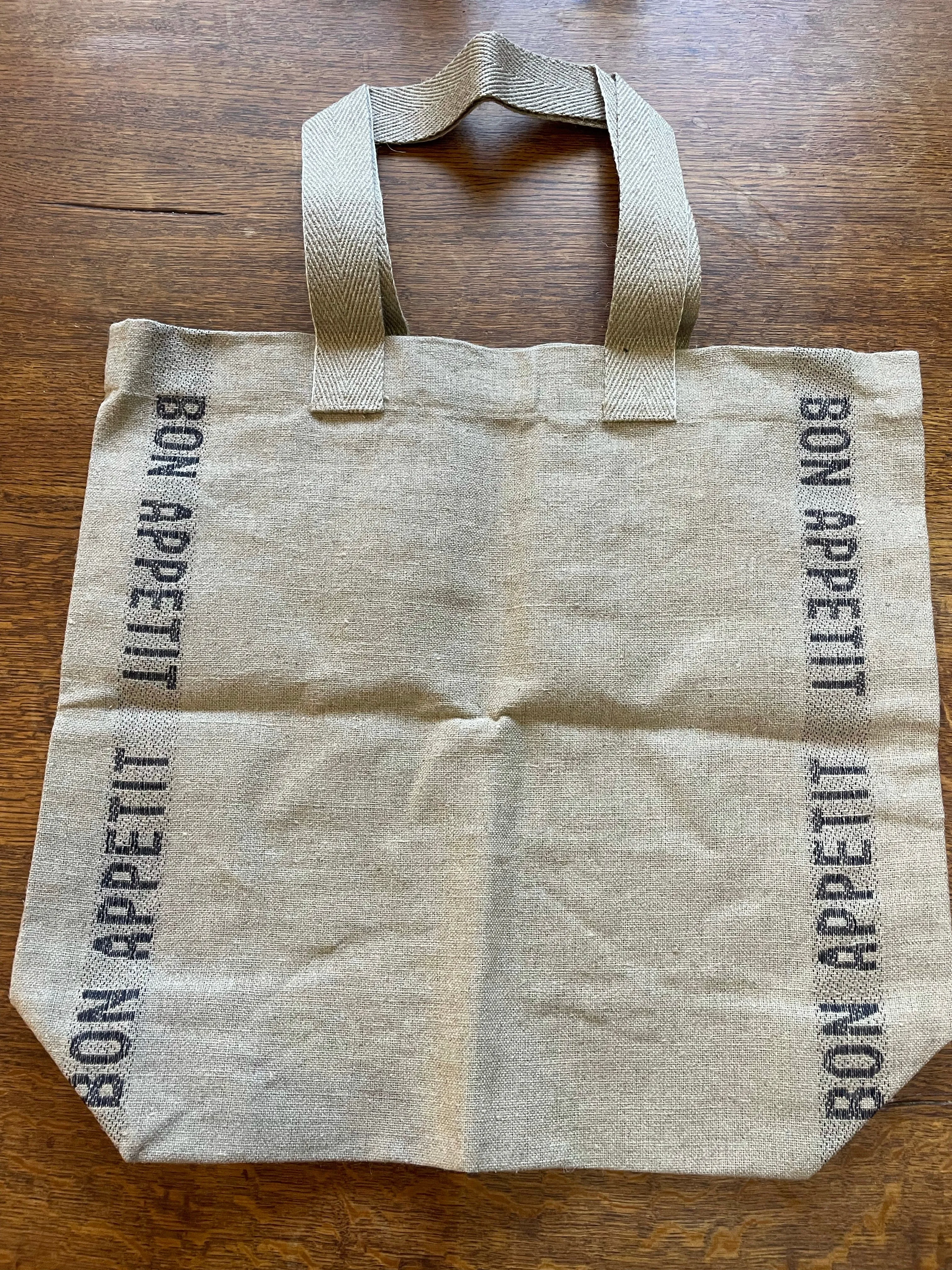 French Linen Tote Bag Sac Bon Appetit Lin Noir by Charvet Editions