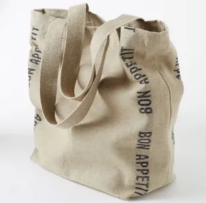 French Linen Tote Bag Sac Bon Appetit Lin Noir by Charvet Editions