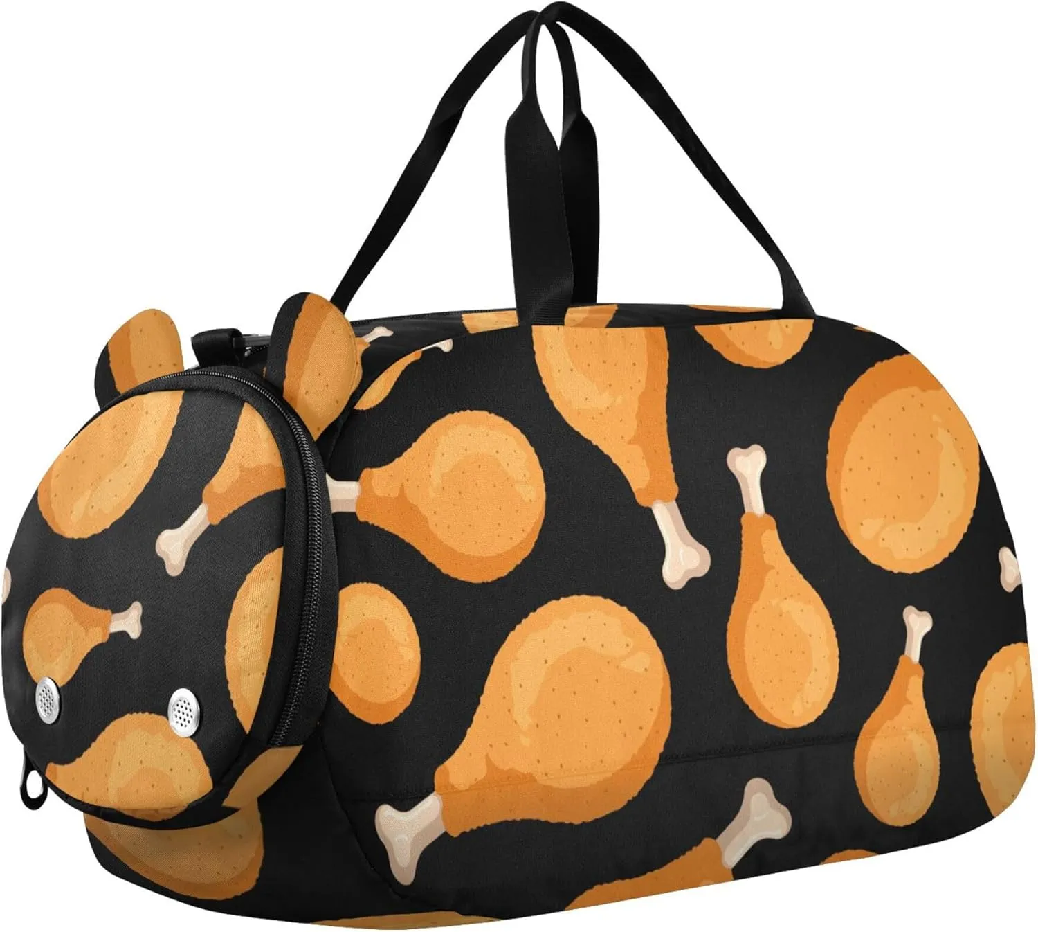 Fried Chicken Legs Sports Duffle Bag for Girls Boys, Gym Bag with Shoe Compartment, Kids Travel Overnight Weekender Shoulder Bag