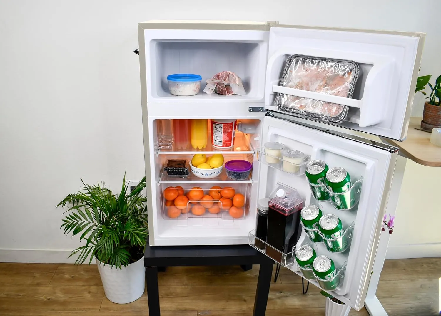 Frigidaire EFR840-Cream EFR840 Retro Mini Fridge with Freezer & Side Bottle Opener-Small 2 Door Refrigerator for Office Bar or College Dorm Room-3.1 Cu Ft – 19”"D x 20.5" W x 33.5" H (Cream)