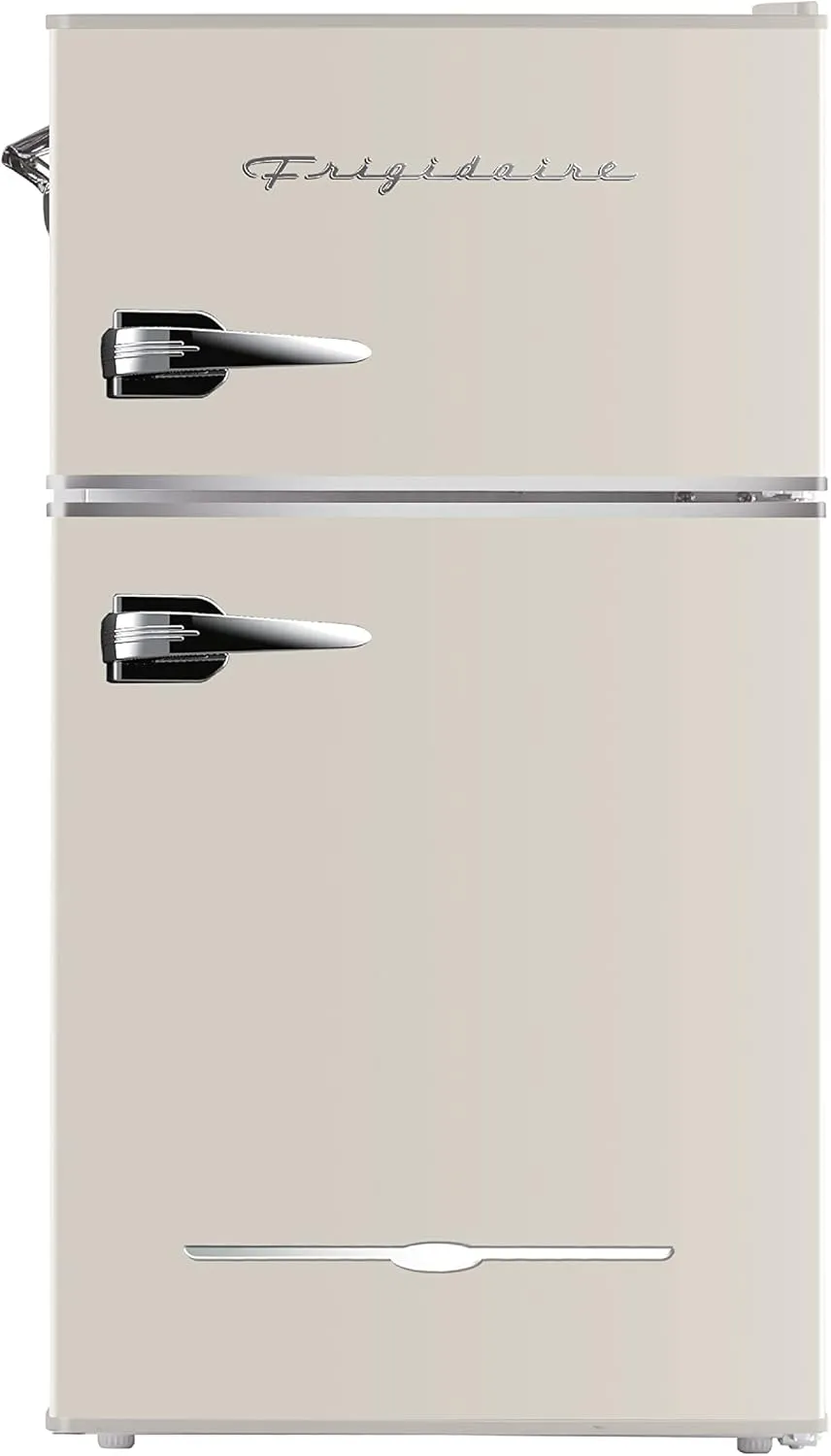Frigidaire EFR840-Cream EFR840 Retro Mini Fridge with Freezer & Side Bottle Opener-Small 2 Door Refrigerator for Office Bar or College Dorm Room-3.1 Cu Ft – 19”"D x 20.5" W x 33.5" H (Cream)