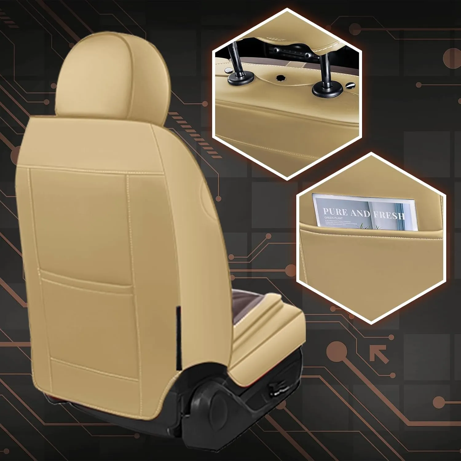 Front Seat Covers for Acura Integra 2023-2025, Premium Car Seat Protectors,Waterproof Non-Slip Seat Cushion,Luxury Automotive Interior Accessories Covers(2 Front Set, Beige-Brown)