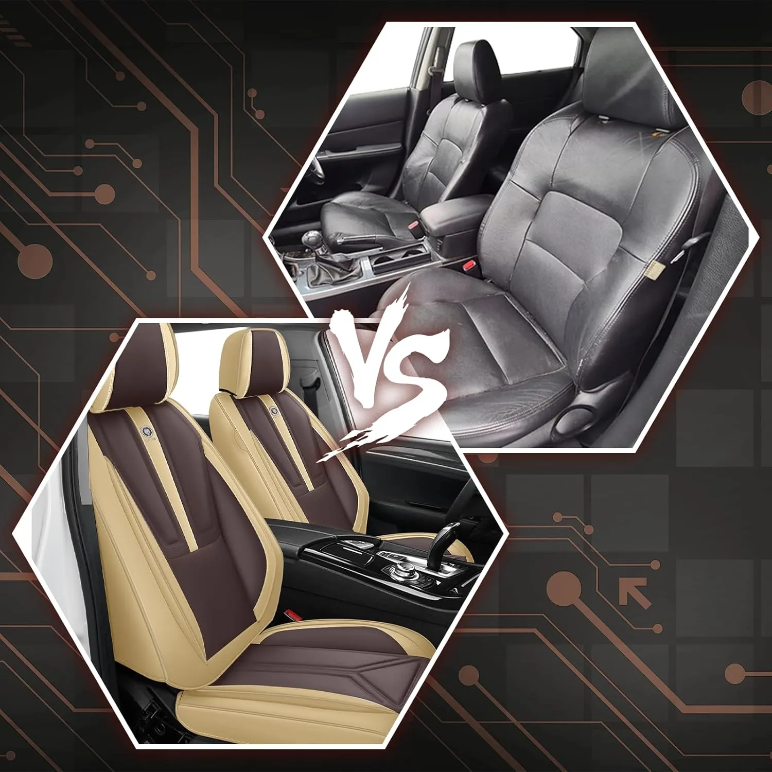 Front Seat Covers for Acura Integra 2023-2025, Premium Car Seat Protectors,Waterproof Non-Slip Seat Cushion,Luxury Automotive Interior Accessories Covers(2 Front Set, Beige-Brown)