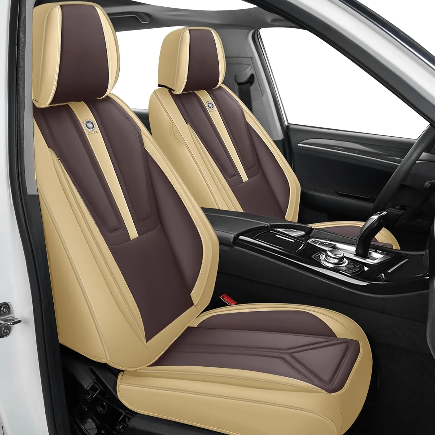 Front Seat Covers for Acura Integra 2023-2025, Premium Car Seat Protectors,Waterproof Non-Slip Seat Cushion,Luxury Automotive Interior Accessories Covers(2 Front Set, Beige-Brown)