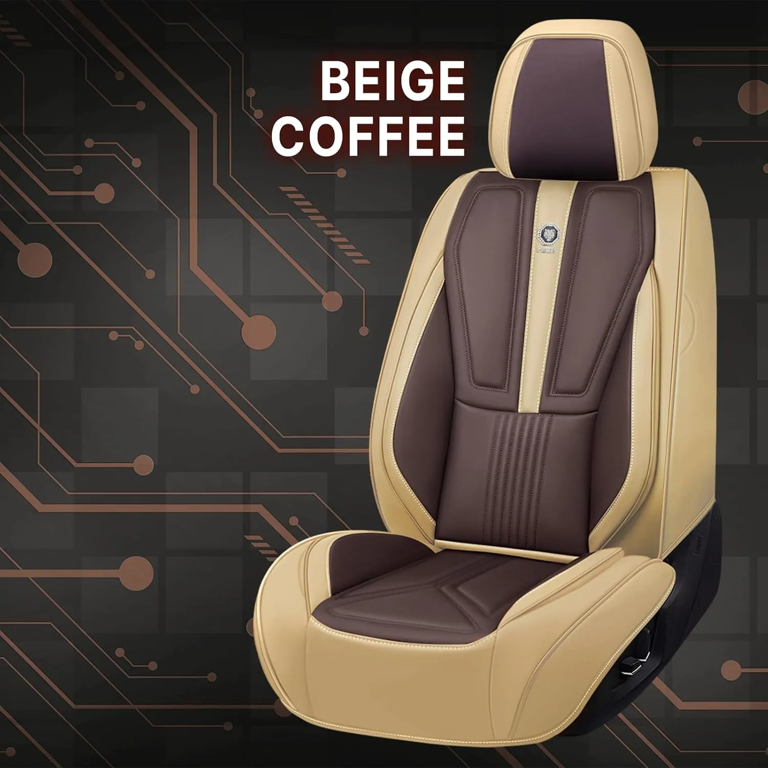 Front Seat Covers for Acura Integra 2023-2025, Premium Car Seat Protectors,Waterproof Non-Slip Seat Cushion,Luxury Automotive Interior Accessories Covers(2 Front Set, Beige-Brown)