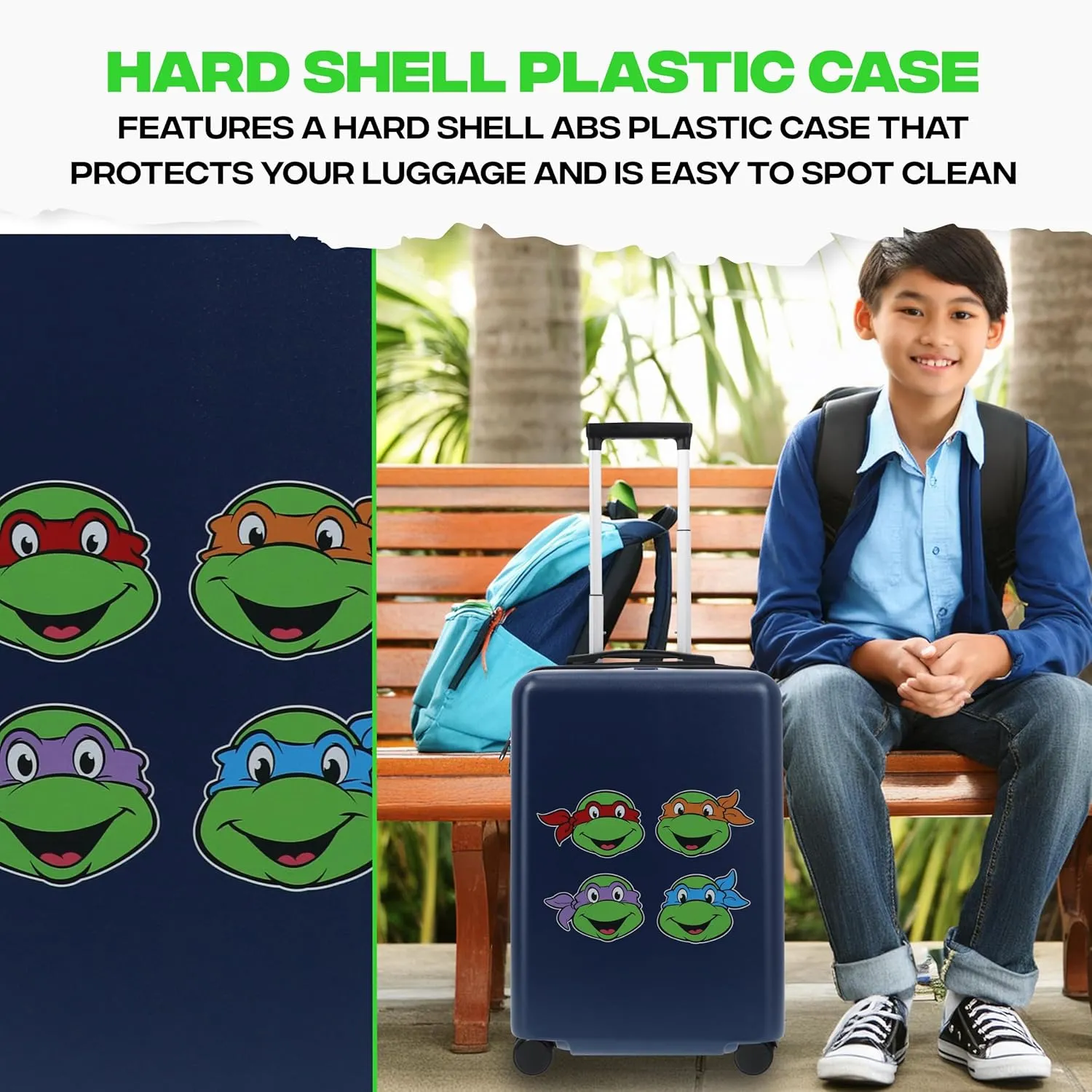 FUL Teenage Mutant Ninja Turtles 22.5 Inch Carry On Luggage, Suitcase with Spinner Wheels, Blue