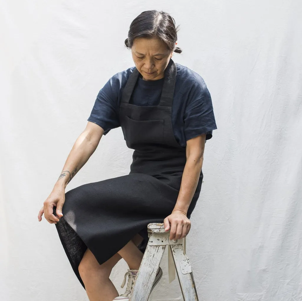 Full Linen Apron Black