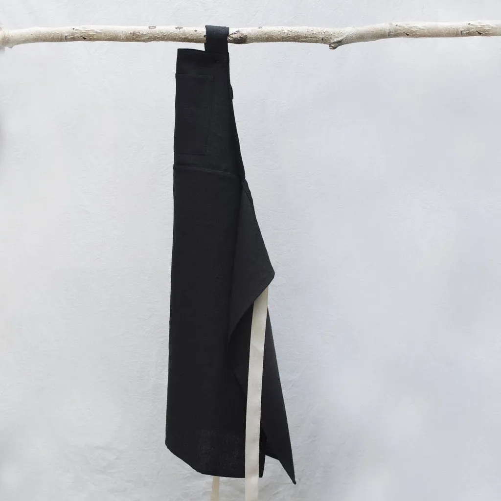 Full Linen Apron Black