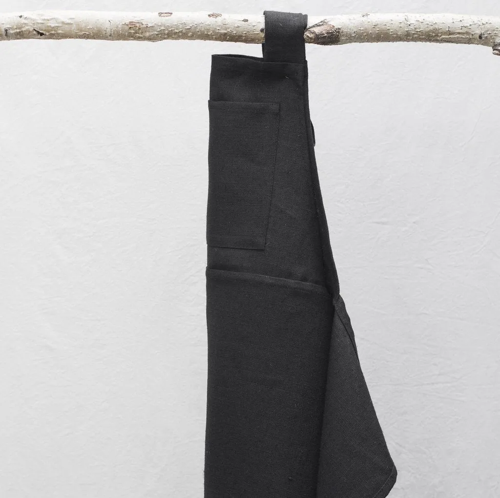 Full Linen Apron Black