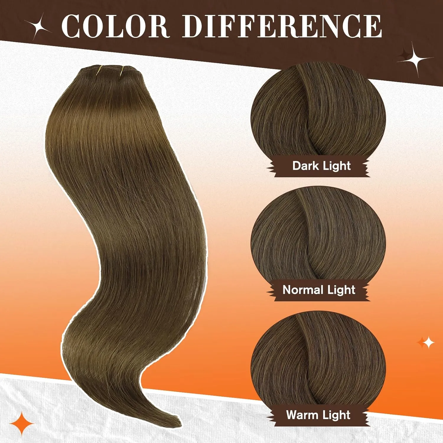 Full Shine Clip in Hair Extensions Human Hair Clip in Brown Hair Extensions Medium Brown for Short Invisible Hair Clip in Extensions for Women Silky Straight 10 Inch 60 grams 3Pcs