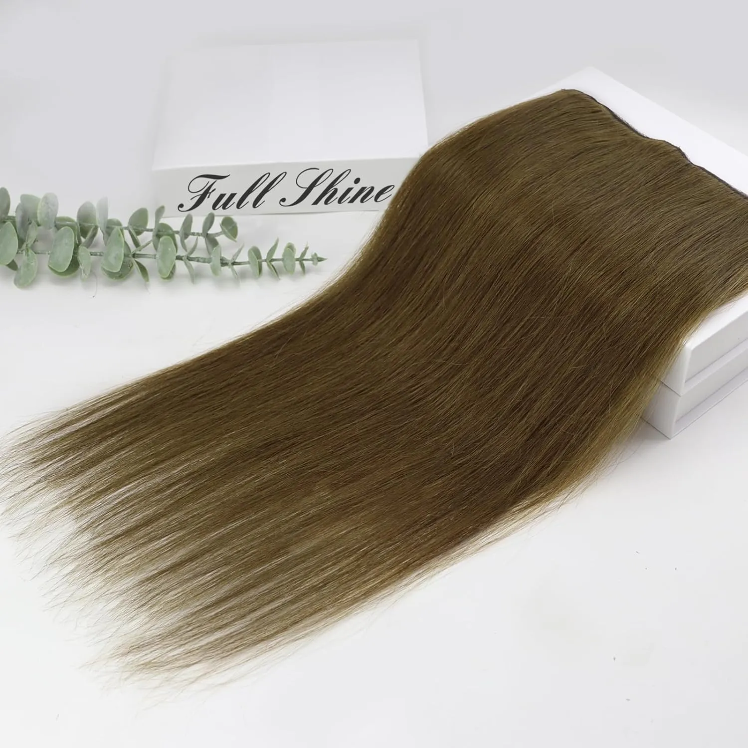 Full Shine Clip in Hair Extensions Human Hair Clip in Brown Hair Extensions Medium Brown for Short Invisible Hair Clip in Extensions for Women Silky Straight 10 Inch 60 grams 3Pcs