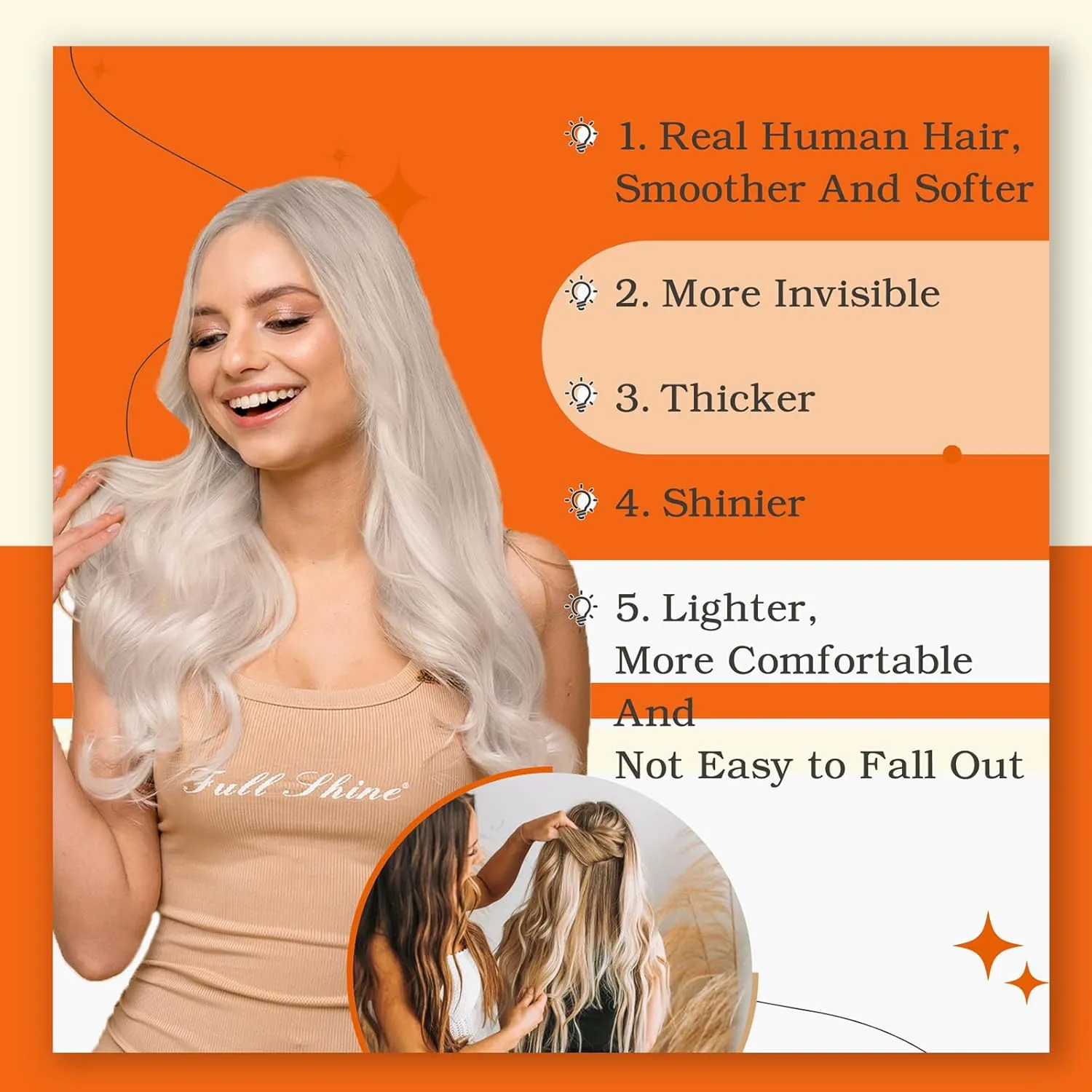 Full Shine Tape in Hair Extensions Silky Straight 18 Inch Color 1000 Blonde Adhesive Tape in Hair Extensions Human Hair 100 Percent Remy Human Hair Soft Glue in Brazilian Hair 20 Pcs 50 Grams